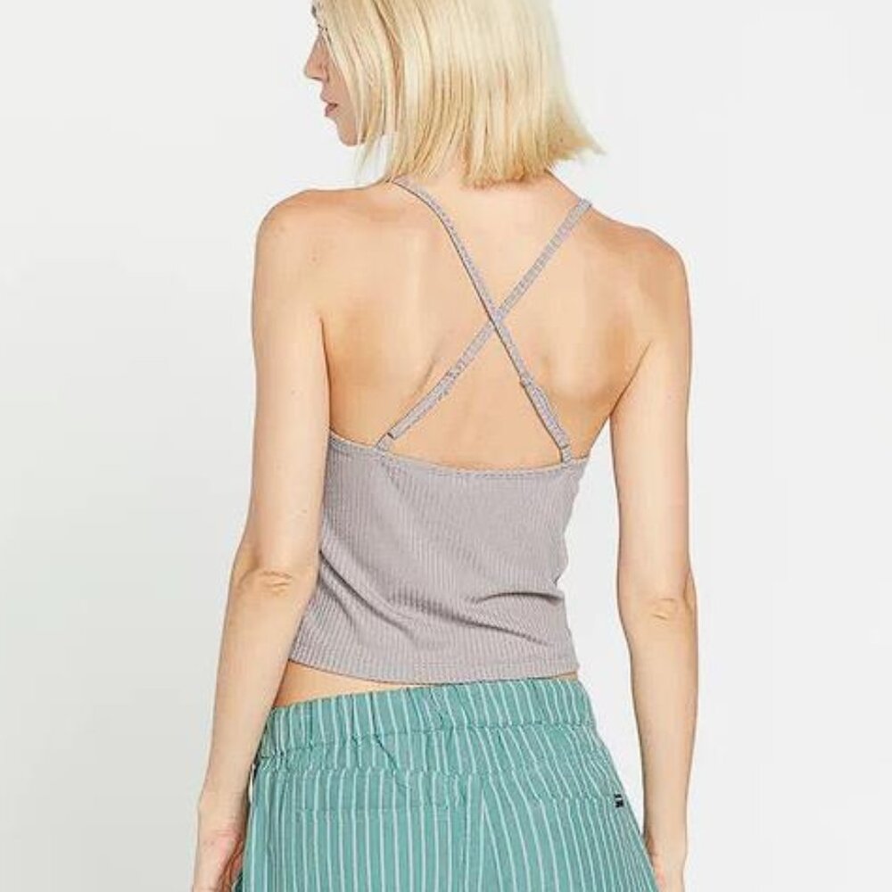 VOLCOM Women's Slip Knit Cami Top Size M In Daze Grey - Picture 2 of 6